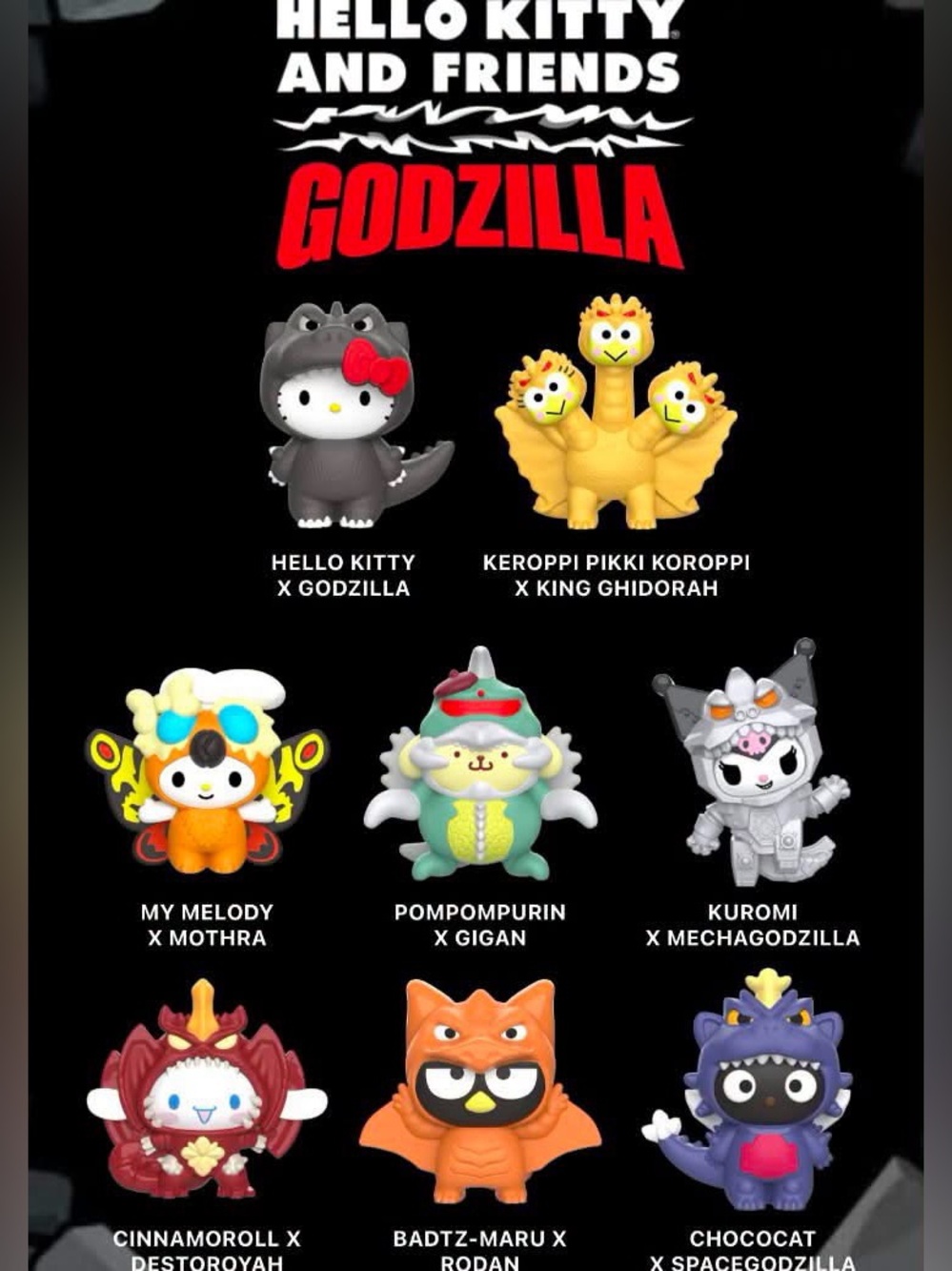 Hello Kitty X Godzilla Mcdonald’s Collab (Full Set of 8) - Picture 4 of 5